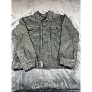 LRG Drugstore Cowboy Mens L Denim Jean‎ Trucker Jacket Dark Blue Y2K